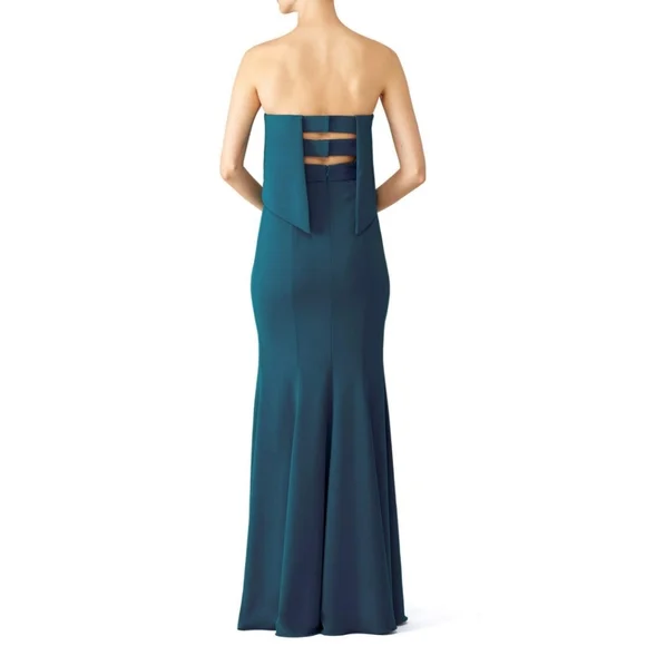 JAY GODFREY Teal Strapless Satin Floor Length Gown S Dress Bridal Prom Wedding - Picture 3 of 12